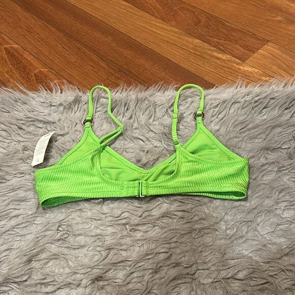 NWT aerie scoop bright lime green shimmer swimsuit top - Picture 5 of 5
